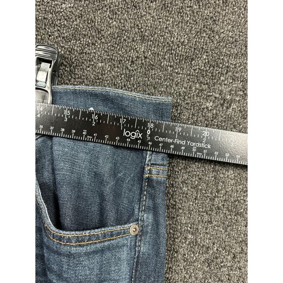 7 For All Mankind Rhigby Jeans Mens 36 Blue Straight Stretch Button Fly Mid Rise - Picture 8 of 11